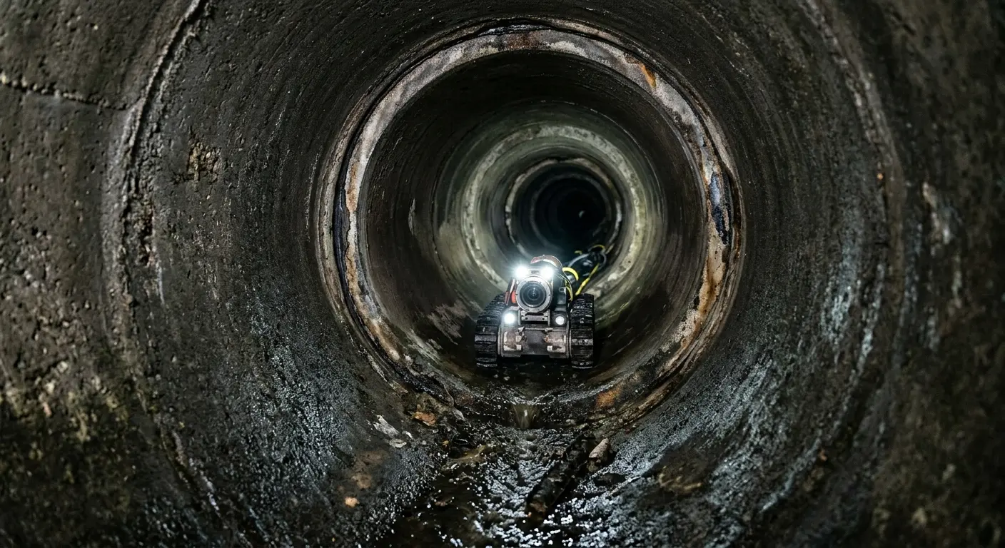 Robotic sewer camera inspecting pipe interior for Sewer Line Repair in Marlborough